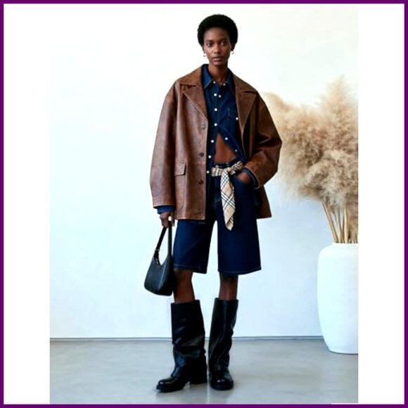 Knee High Fold Over Boots Low Block Heel Slouchy Tall Zipper Square Toe - Picture 3 of 7